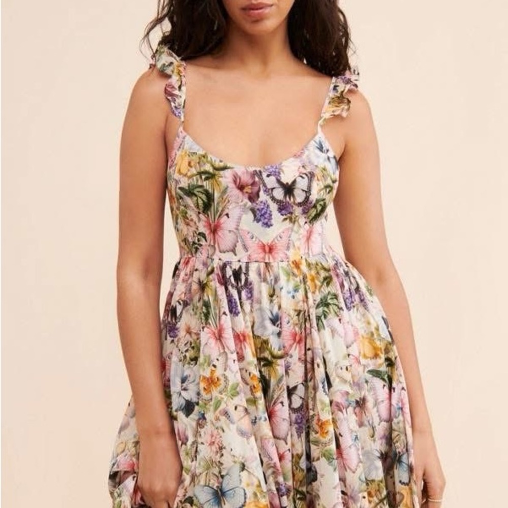 Floral Multicolor Ruffle Penny Lane dress size xs